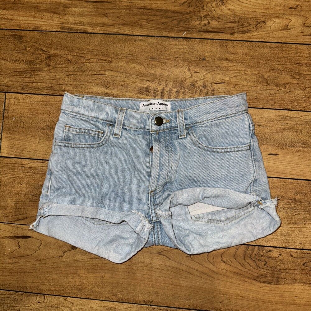 Vintage Y2K American Apparel Short Shorts Denim Light Blue Size 26